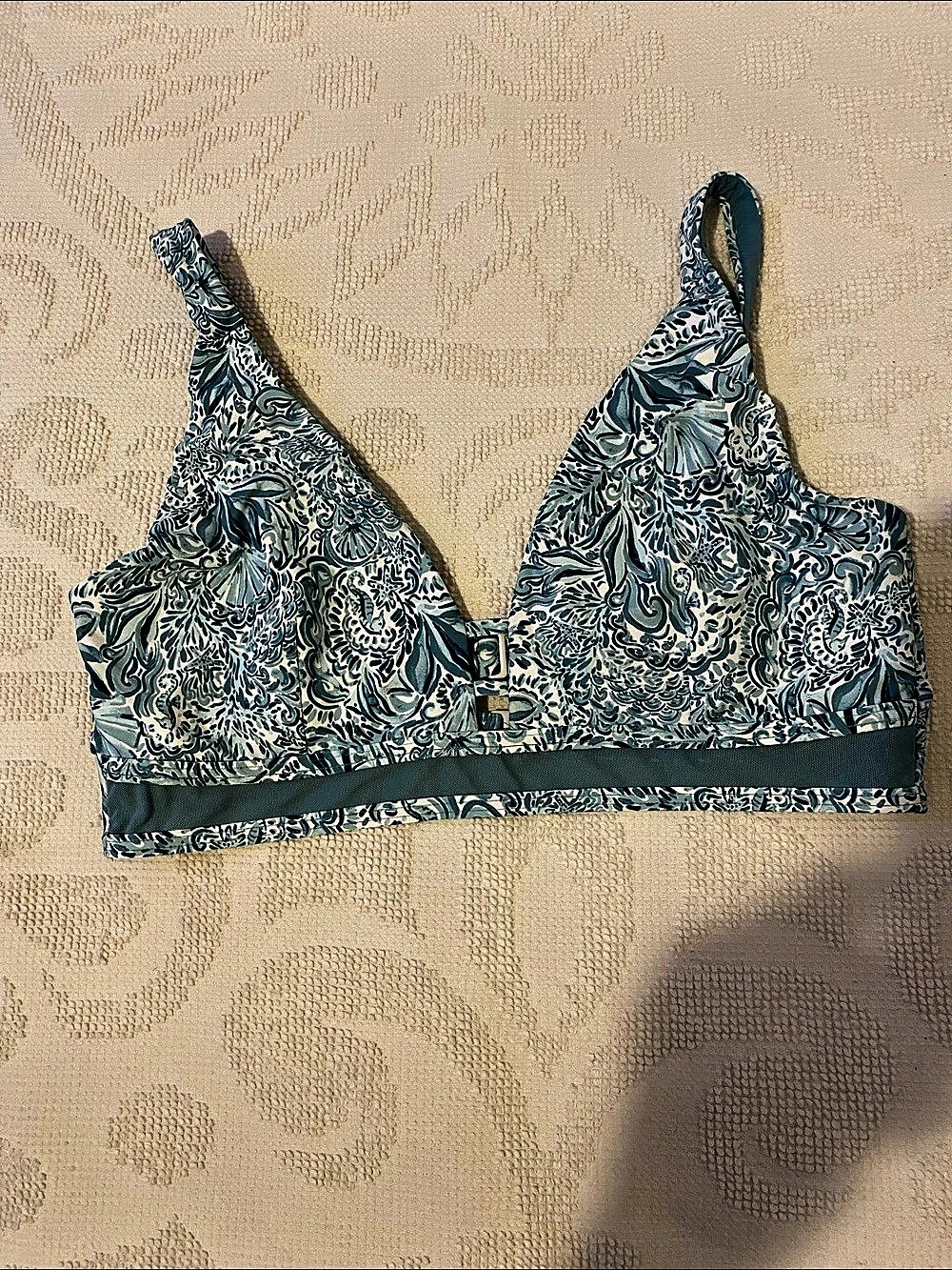 SUNSETS Kauai Keyhole Underwire Bikini Top Blue/Green & White 36D